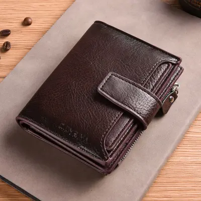 Men's Short Wallet with Vertical Design, Multi-Card Slots and License Holder - 8