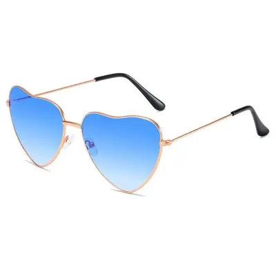 Heart-Shaped Retro Sunglasses, Metal Frame, Ocean Pattern Lenses, Party Glasses - 9