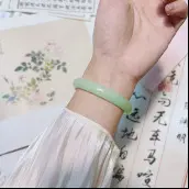 Xinjiang Vintage Imitation Jade Round Bar Bracelet Ancient Style Lotus Powder Color Beauty Bar Bracelet Girl TikTok Same Style Hand Ornament - 9
