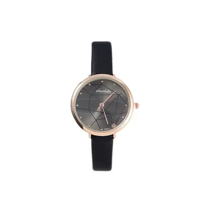 Women's quartz watch with geometric patterned leather strap - 6