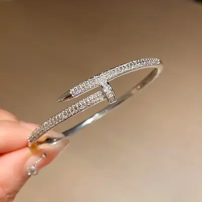 Korean-style rhinestone cuff bracelet, open design, women - 8