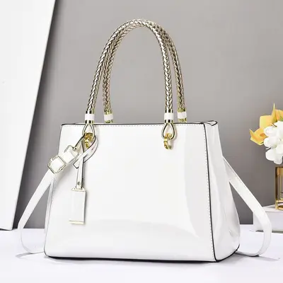 Women's Patent Leather Handbag, Glossy, Large Capacity, Single-Shoulder Crossbody Bag - 6