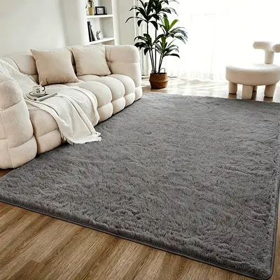 Washable Long Pile Silk-Look Carpet for Living Room, Custom Sizes Available