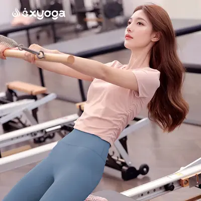 Kadınlar için Yoga giyim üstleri, yeni stil, güzel dopamin profesyonel Pilates eğitimi kısa kollu tişört spor spor kıyafeti - 1