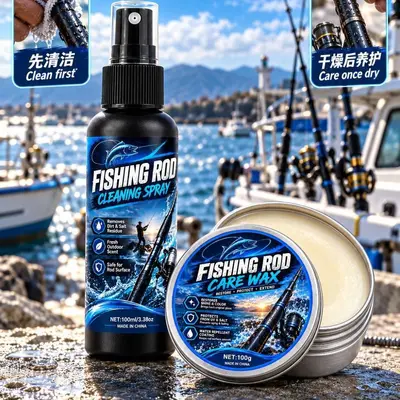 Fishing Rod Cleaning Spray with Odor Remover, Care Polish Paste Set
