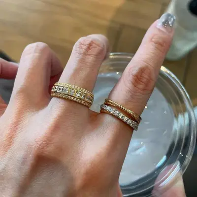 Golddiamantering, luxuriöses elegantes Design, Vintage-Stil Zeigefingerring - 3