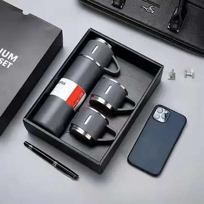Edelstahl-Vakuum-Thermobecher 304 mit zwei Deckeln, Geschenkset - 10