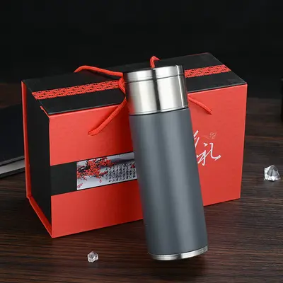 Günlük 304 paslanmaz çelik termos bardak çay su ayırma 420ml iş erkek hediye kutusu seti hediye çay bardağı - 9
