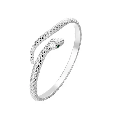Snake-shaped silver-plated copper bracelet - 5