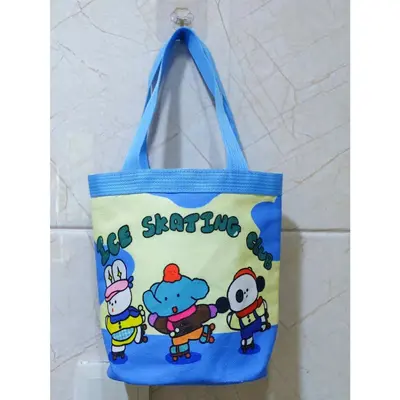 Graffiti Print Canvas Cylindrical Bucket Bag, Korean-Style Lunch Bag - 9