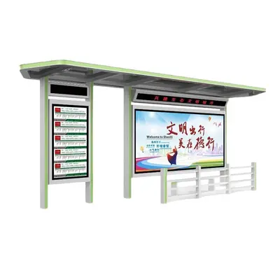 Smart Bus Shelter with Voice Stop Announcements, Stainless Steel