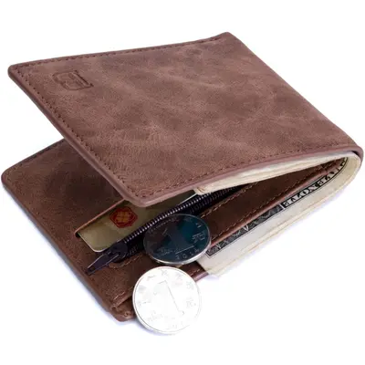 Men's Short Wallet with Coin Pocket and Dollar Compartment - 1