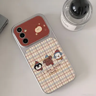 格纹小狗企鹅适用三星S25FE 5G手机壳软壳全包简约潮个性韩系小众