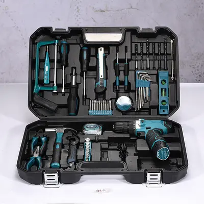 Storage tool box electric drill set multifunctional manual home hardware tool combination set tool bag - 12