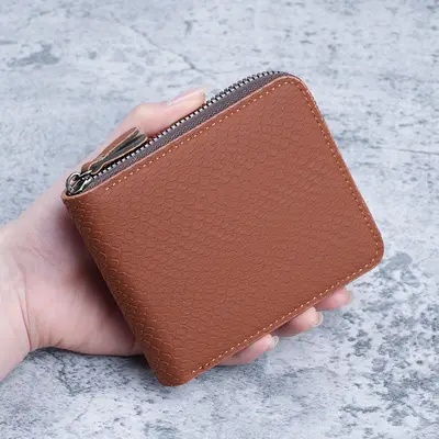 Men's Short Zipper Wallet in PU Leather with Multi-Card Slots and Coin Pocket - 8