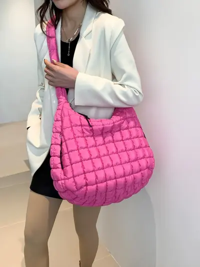 Large capacity, multi-pocket, cotton-padded bag, single shoulder crossbody bag, pleated cloud bag, tote bag, women's bag, storage bag.