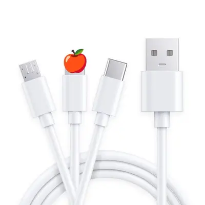 Weißes 3-in-1 Super-Schnelllade-Datenkabel, Ladekabel für eins bis drei Geräte, geeignet für Schnellladen von Apple, Huawei und Android-Mobiltelefonen