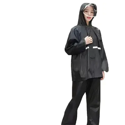 Electric vehicle raincoat set, men and women, thickened PVC reflective - 6