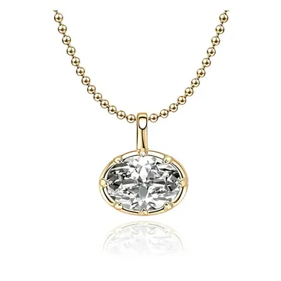 S925 gümüş kolye, oval 2 karat moissanit taşlı