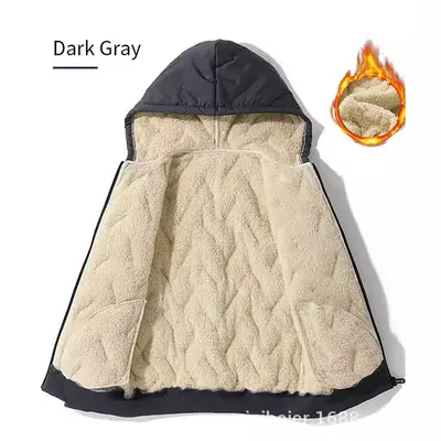 Lamb Wool-Lined Cotton Children's Jacket, Medium and Large Sizes