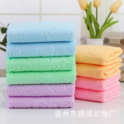 Colorful Towel Foot 35g Embossed Bear Thin Fiber Bath Towel Gift Home Cleaning Colored Towel