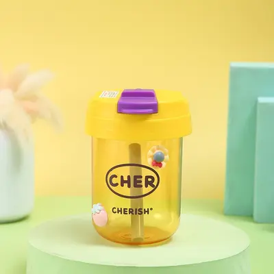 High-Temperature Resistant Shockproof Minimalist Sports Water Bottle INS High-Value Water Cup Straw Cup Portable Dual Drinking Cup Plastic Cup - 9