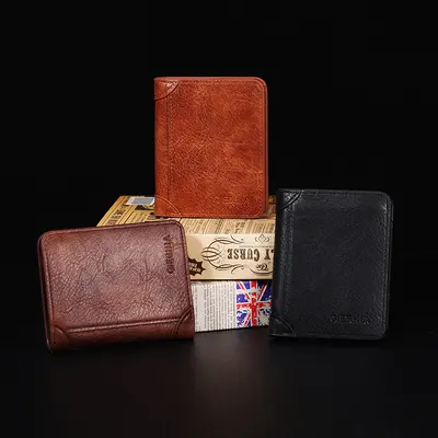 Men's Retro PU Short Wallet with Card Slots and Coin Pocket - 4