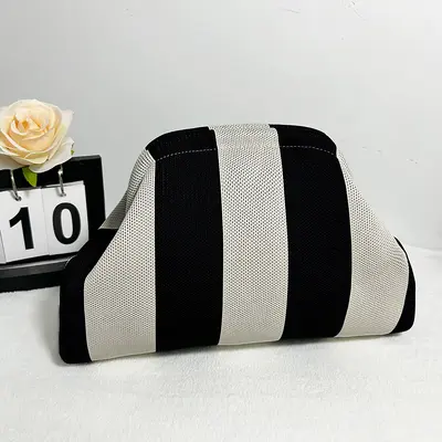 Sınır ötesi dropshipping örgü çanta, çizgili el çantası, kadınlar için, örgü bulut çok yönlü şık taşınabilir makyaj çantası, büyük kapasiteli - 10