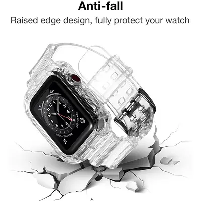 Apple Watch Series 9 Uyumlu Şeffaf Kordon, iWatch 8 ile Uyumlu