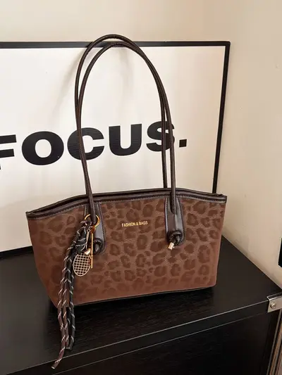 Leopard Print Large-Capacity Women's Tote Shoulder Bag - 5