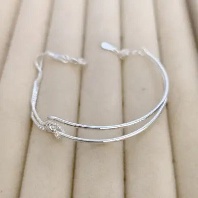 Cross-border best-selling Temu product: unique electroplated 925 knotted double chain bracelet for women. - 7