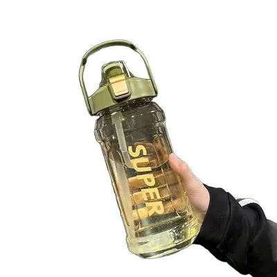 Large capacity sports water bottle internet-famous sports high temperature resistant plastic cup extra large water heater portable straw cup