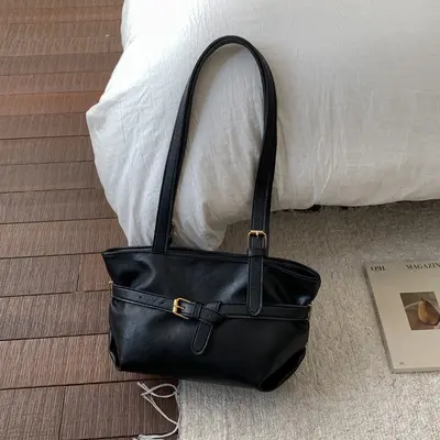 Kadın Tote Çanta, Retro Sade Tasarım, Kişisel Tek Omuz Çantası - 7