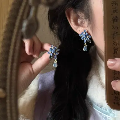 兰花｜新中式民族风古风精致甜美可爱清新氛围感旗袍花朵耳坠耳饰 - 7