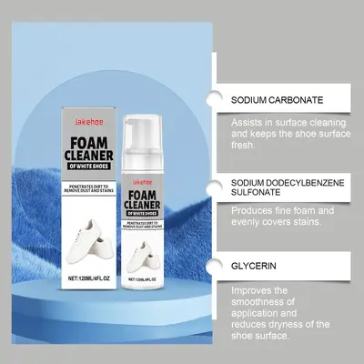 White Shoe Foam Cleaner, Removes Yellowing and Stains, Portable