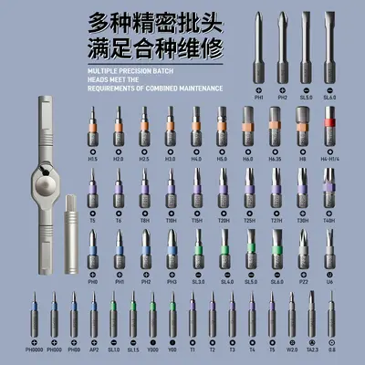Lagerbestand Bestseller 50er 1 Multifunktionales Ratschenschraubendreher-Set S2-Stahl gehärtet Schraubenschlüssel Heimwerkzeug-Set
