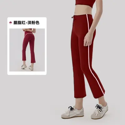 Kadın kısa yoga flare pantolon, yüksek bel, 8/10 boy, pilates fitness - 12