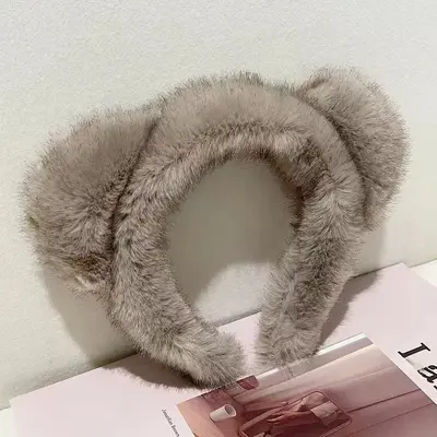 Imitation Mink Plush Headband with Bear Ears for Women - 8