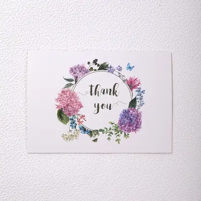 Foldable Thank You Greeting Card with Flowers, Kraft Paper, White Envelope and Seal - 8
