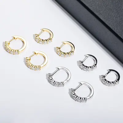 18K Gold-Plated Silver Moissanite Earrings, D Color, Unisex