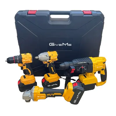 电动工具套装电钻扳手电锤角磨机电动工具四件套锂电电动工具套装