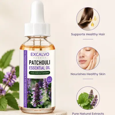 Patchouli Uçucu Yağı, Soğuk Sıkım, %100 Doğal, Aromaterapi ve Cilt Bakımı İçin