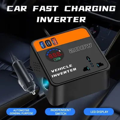 Cross-border Hot Sale Car Inverter 12V24V to 110V220V Car Truck Converter Type-C Fast Charging