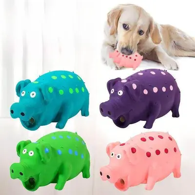Quietschendes Schwein, strapazierfähiges, bissfestes Kauspielzeug, quietschender Kauknochen mit Noppen, Schwein-Haustierspielzeug für Hunde, bissfestes Hundespielzeug