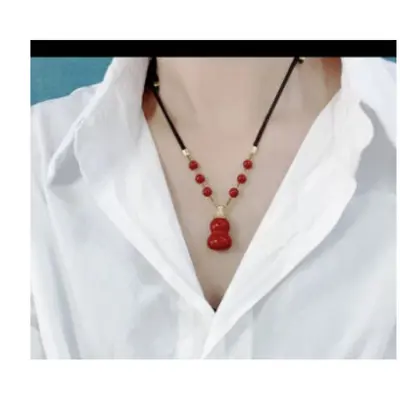 Mu Rui Taklit Mor Altın Kumlu Kalp Kolye Ucu, Beş Şans, Unisex - 9