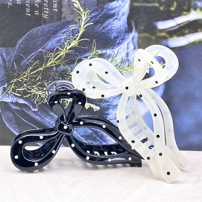 Japanese-style cute transparent polka dot claw clip fashion large hair clip versatile hair clip girls shark clip hair accessory - 10