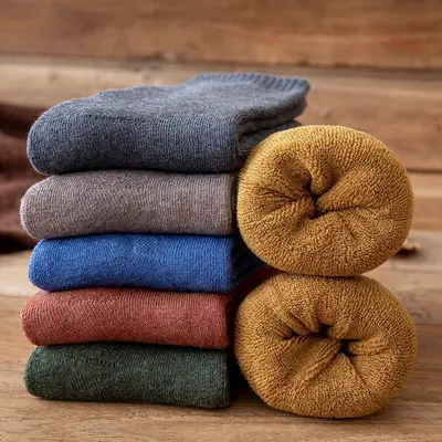 Herren-Winter-Frottee-Socken, mittellang, dick, warm und schweißabsorbierend