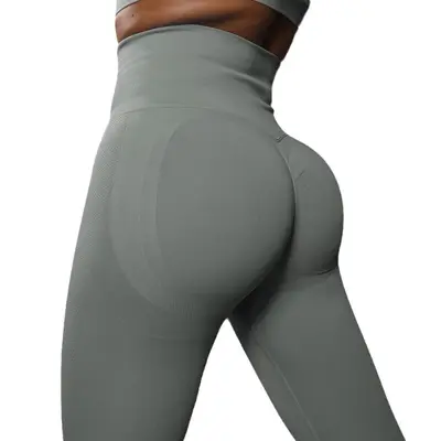 Sınır ötesi dikişsiz gülen yüksek belli sıkı yoga pantolon şeftali kalça eğitim yoga pantolon kadınlar için spor koşu fitness pantolonları