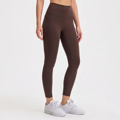 Kadın Yüksek Bel Kaldırıcı 9/10 Yoga Taytı, Fırçalanmış Kumaş - 8
