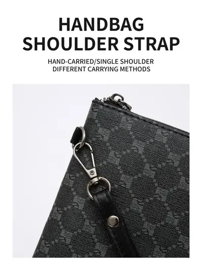 Men's Clutch Bag, Large Capacity Soft Leather Envelope Bag - 5